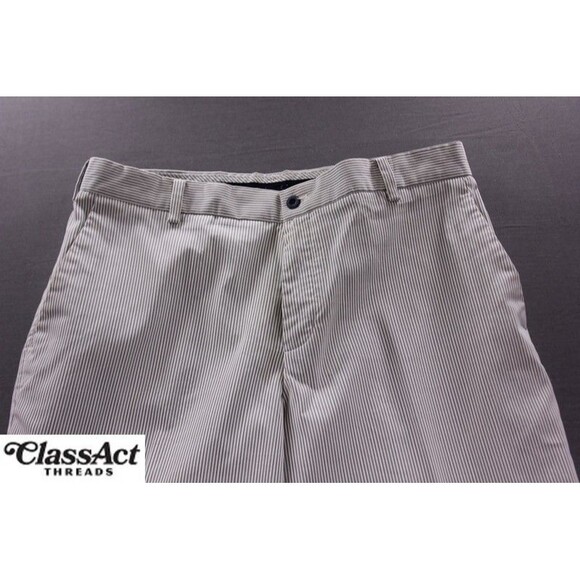 Nike Golf Pants Dri-Fit Slacks Gray White Striped Mens Flat Fronts 33" X 32" - Picture 6 of 14
